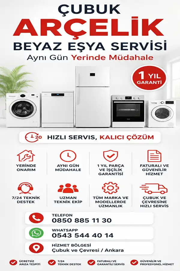 Çubuk Arçelik Beyaz Eşya Servisi